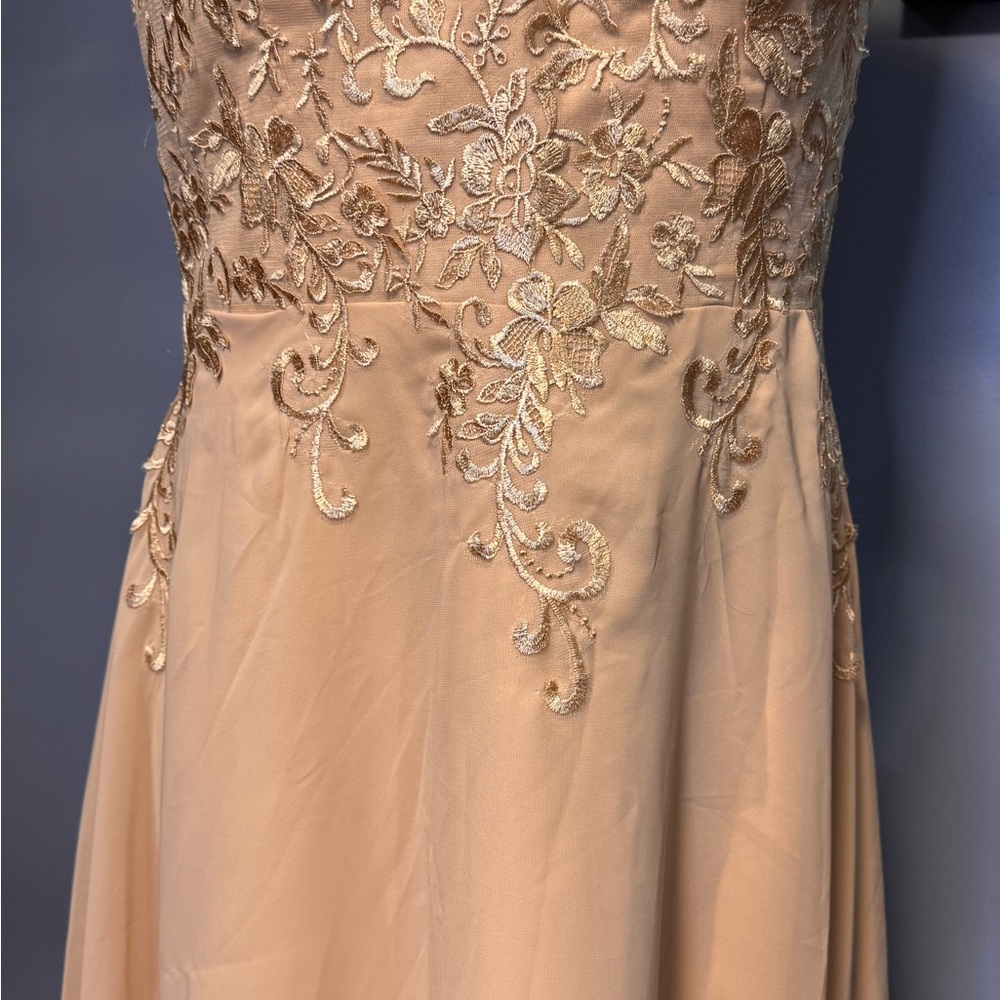 Taupe Sequin High Low Dress with Flutter Cap Sleeves Size 18W - Picture 6 of 14